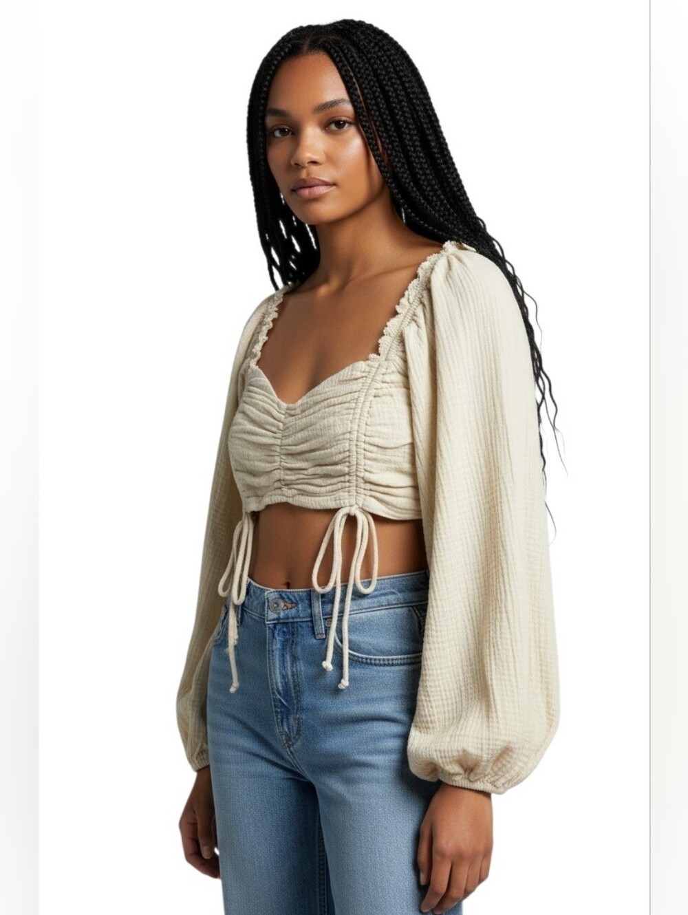 Rusched Crop Top 100% Cotton SZ L